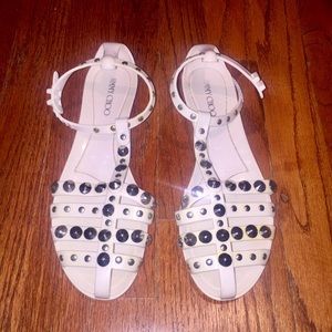 Jimmy Choo White Rubber Studded Gladiator Sandals